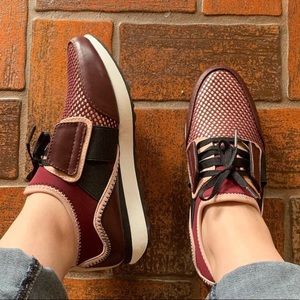 Burgundy sneakers